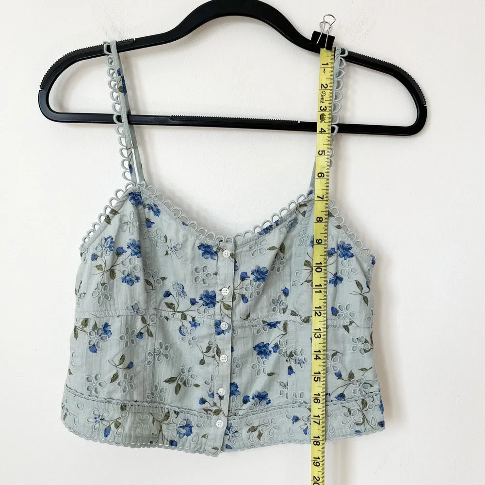 NEW American Eagle Floral Corset Top Tiered Mini Skirt Matching Set Small Blue